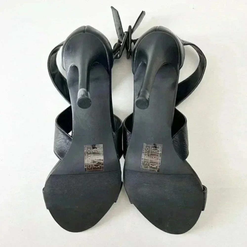 Le Chateau Strappy Leather Sandals High Heel Stilettos Black Size 7.5 - Picture 10 of 16